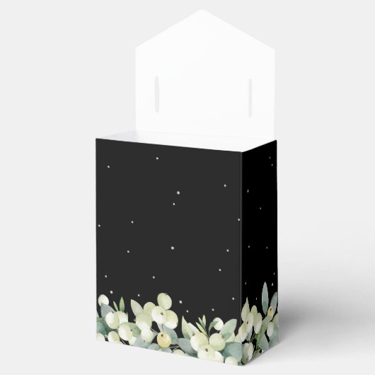 Elegant Zwart Snowberry+Eucalyptus Vrijgezellenfee Bedankdoosjes (Geopend)