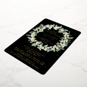 Elegant Zwart Snowberry+Eucalyptus Vrijgezellenfee Folie Uitnodiging (Gedraaid)