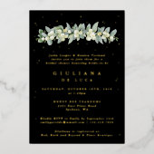 Elegant Zwart Snowberry+Eucalyptus Vrijgezellenfee Folie Uitnodiging (Voorkant)