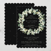 Elegant Zwart Snowberry+Eucalyptus Vrijgezellenfee Kaart (Voorkant / Achterkant)