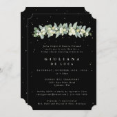 Elegant Zwart Snowberry+Eucalyptus Vrijgezellenfee Kaart (Voorkant / Achterkant)