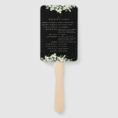 Elegant Zwart Snowberry+Eucalyptus Winter Bruiloft Handwaaier (Achterkant)