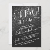 Elegant zwart Sparkly Glitter Ombre Baby shower Kaart (Voorkant)