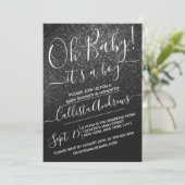Elegant zwart Sparkly Glitter Ombre Baby shower Kaart (Staand voorkant)