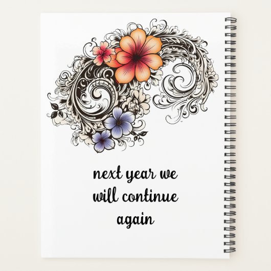 Elegant zwart spiraalvormig tuinplan planner (Achterkant)