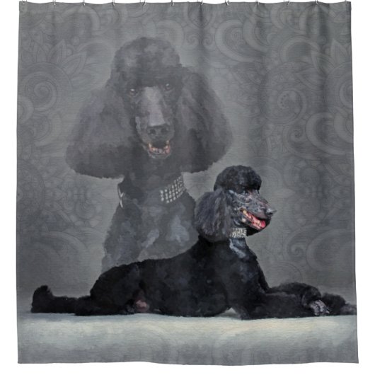 Elegant zwart standaardpoel douchegordijn (Voorkant)