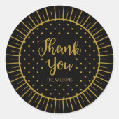 Elegant zwart Starburst script Bedankt Holiday Ronde Sticker (Voorkant)