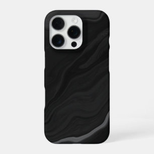 Elegant zwart stenen marmerpatroon iPhone 16 pro hoesje