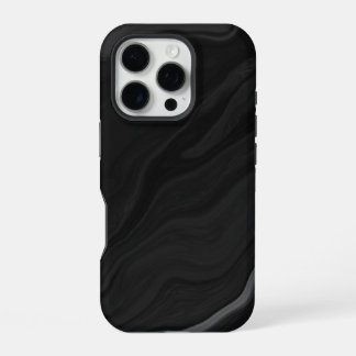 Elegant zwart stenen marmerpatroon iPhone 16 pro hoesje