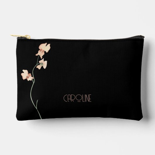 Elegant zwart Stijlvol Bloemen Boho Schattige Etui (Voorkant)