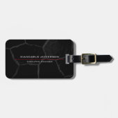 Elegant zwart stone minimalistisch stijlvol modern bagagelabel (Voorkant horizontaal)