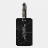 Elegant zwart stone minimalistisch stijlvol modern bagagelabel (Achterkant verticaal)