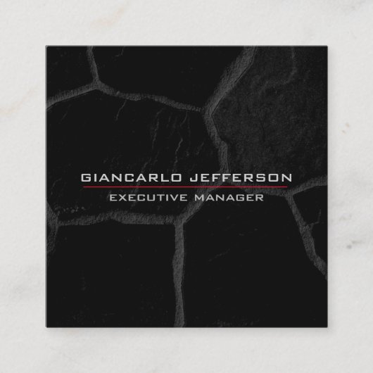 Elegant zwart stone minimalistisch stijlvol modern vierkante visitekaartje (Voorkant)