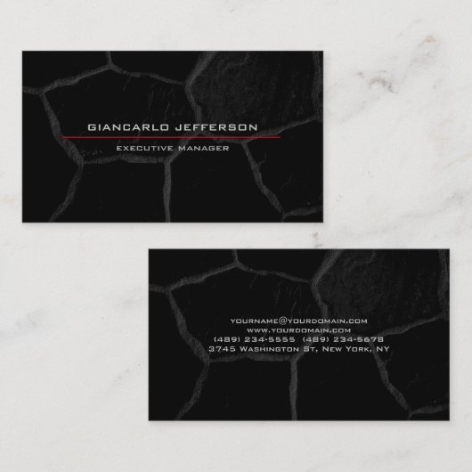 Elegant zwart stone minimalistisch stijlvol modern visitekaartje (Voorkant / Achterkant)