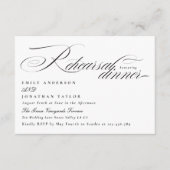 Elegant zwart Stropdas kalligrafie repetitie diner Informatiekaartje (Voorkant)