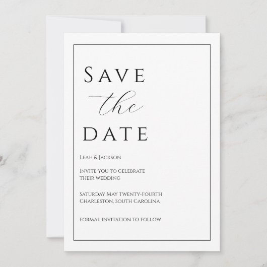 Elegant zwart Stropdas Save the Date (Voorkant)