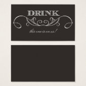 Elegant Zwart Swirl Bruiloft Drink Ticket Visitekaartje (Voorkant /achterkant)