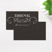 Elegant Zwart Swirl Bruiloft Drink Ticket Visitekaartje (Bureau)