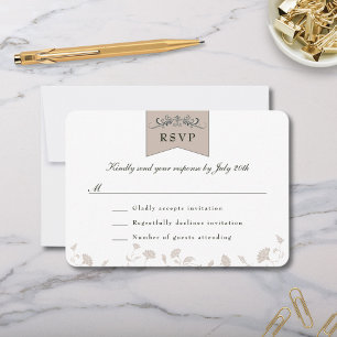 Elegant Zwart Tan Bibliotheek Thema Bruiloft RSVP Kaartje