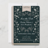 Elegant Zwart Tan Boek Hoesje Bruiloft Save the Da Kaart (Voorkant)