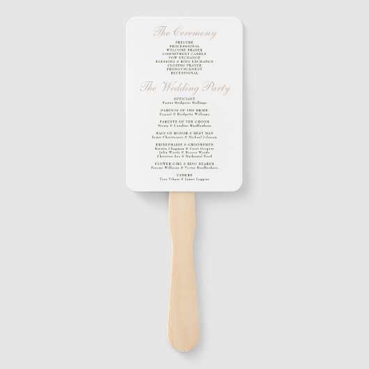 Elegant Zwart Tan Boek Hoofdstuk Bruiloft Programm Handwaaier (Achterkant)