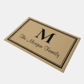 Elegant zwart tan dubbele randen monogram deurmat (Schuin)