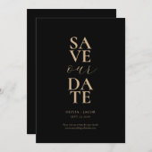 Elegant Zwart Tan Minimalistische Bruiloft Save The Date (Voorkant / Achterkant)