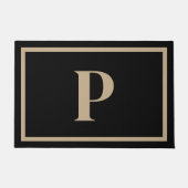 Elegant zwart tan monogram Initiaal ontwerp Deurmat (Voorkant)