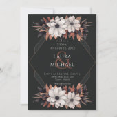 Elegant  zwart Terra Cotta Flowers Kaart (Voorkant)