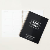 Elegant Zwart Thema Modern Monogram Naam Initialen Planner (Display)
