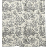 Elegant  zwart toile de jouy douchegordijn (Voorkant)