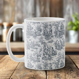 Elegant zwart toile de jouy koffiemok