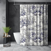 Elegant  zwart toile de jouy monogram douchegordijn