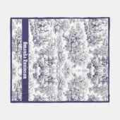 Elegant  zwart toile de jouy monogram fleece deken (Voorkant (Horizontaal))