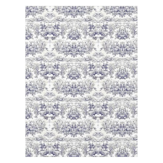 Elegant  zwart toile de jouy monogram tafelkleed (Voorkant)