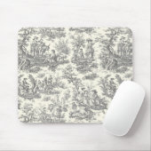 Elegant  zwart toile de jouy muismat (Met muis)