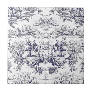 Elegant zwart toile de jouy tegeltje