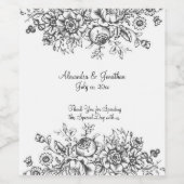 Elegant zwart toilet bloemig wijn etiket (Enkel label)