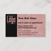 Elegant Zwart & Toscane Roze Hair Salon Logo Visitekaartje (Achterkant)