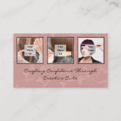 Elegant Zwart & Toscane Roze Hair Salon Logo Visitekaartje (Voorkant)