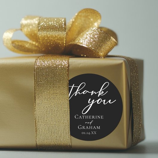 Elegant Zwart Trouwen Ronde Sticker