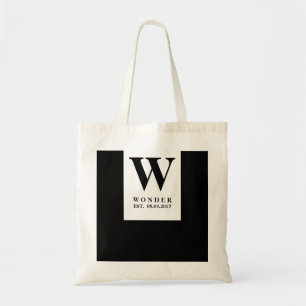 Elegant zwart trouwmonogram   Minimalistisch koppe Tote Bag