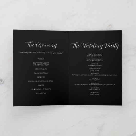 Elegant zwart trouwprogramma programma (Binnen)