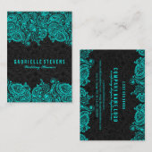 Elegant zwart & turquoise bruiloft planner visitekaartje (Voorkant / Achterkant)