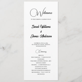 Elegant Zwart Typografie Witte Trouwprogramma Programmakaart