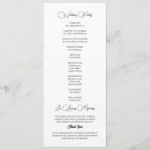 Elegant Zwart Typografie Witte Trouwprogramma Programmakaart (Achterkant)