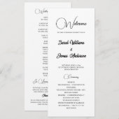 Elegant Zwart Typografie Witte Trouwprogramma Programmakaart (Voorkant / Achterkant)