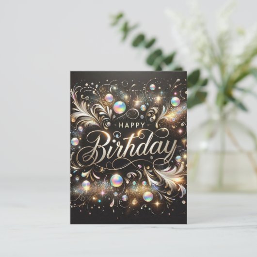 Elegant zwart verjaardags briefkaart (Staand voorkant)