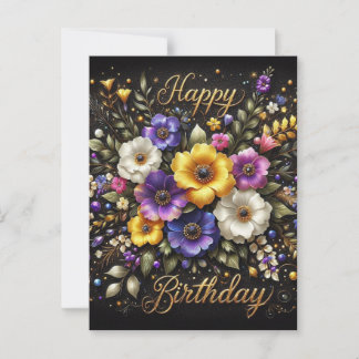 Elegant zwart verjaardagsfeest Briefkaart