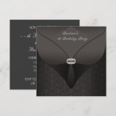 Elegant zwart verjaardagsfeestje kaart (Voorkant / Achterkant)